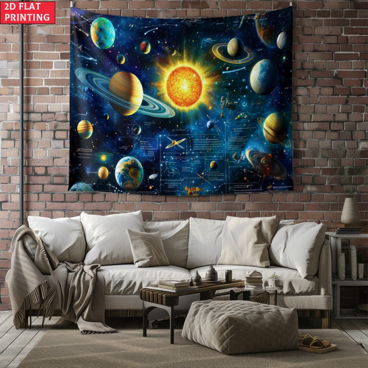 Kids Educational Posters - Tapisserie planète système solaire sans cadre,