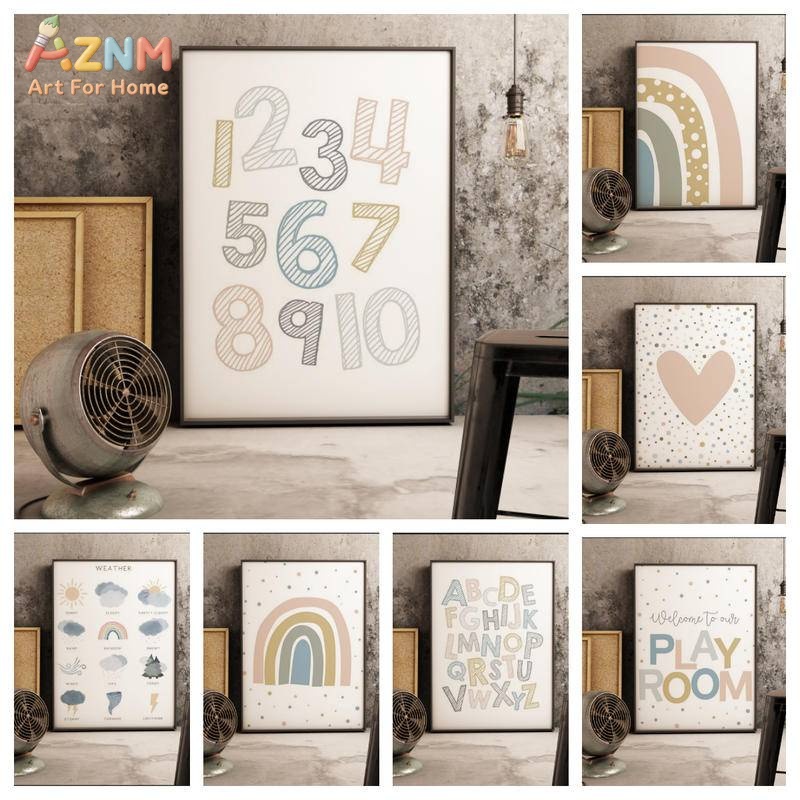 Kids Education Alphabet Numbers - AZNM Tableau mural éducatif en toile