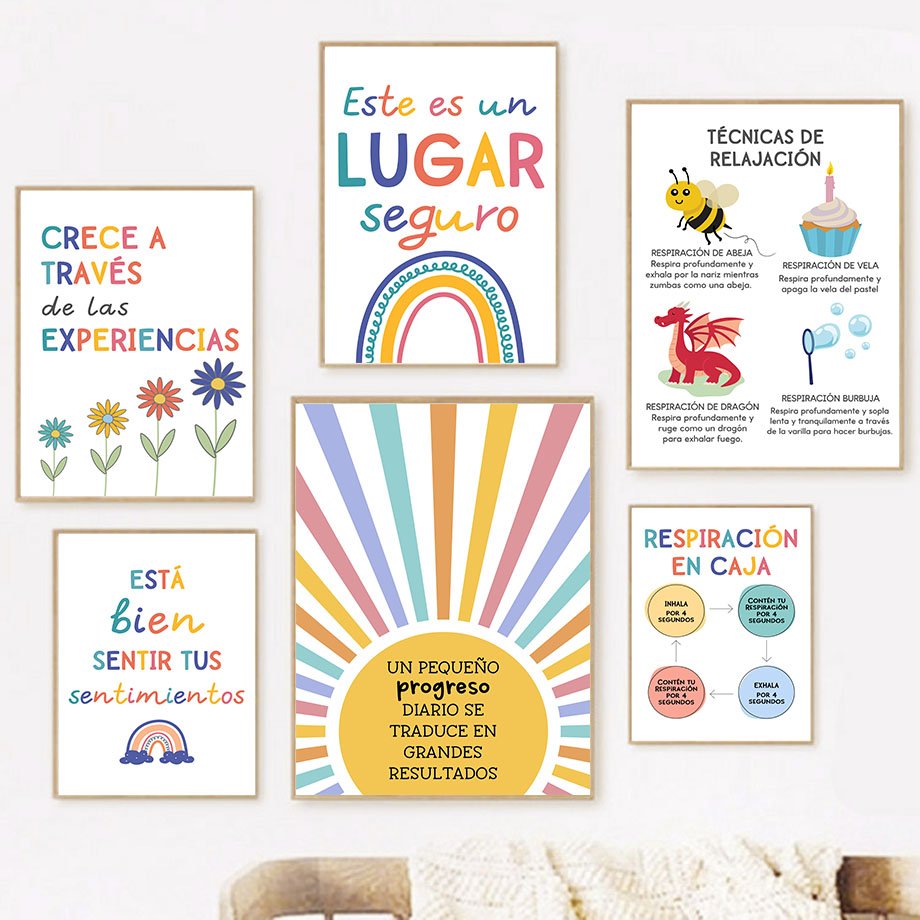 Kids Educational Posters - Toile d'art mural avec devise éducative