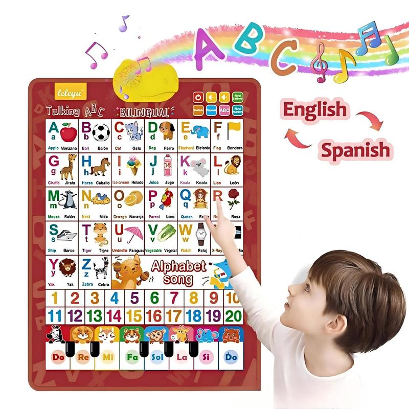 Kids Educational Posters - Affiche interactive bilingue anglais-espagnol pour enfants