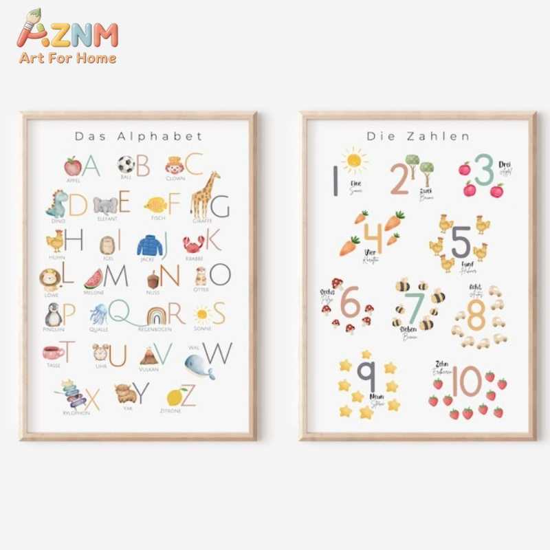 Kids Education Alphabet Numbers - AZNM – toile décorative murale avec