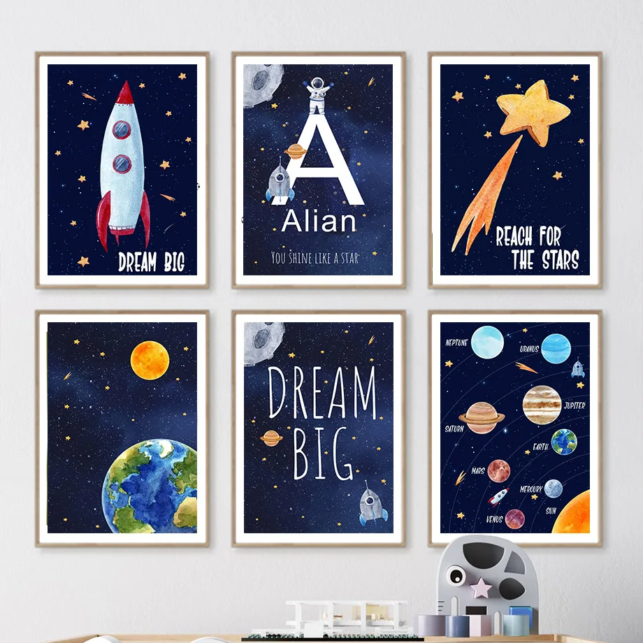 Kids Educational Posters - Peinture sur toile personnalisée avec nom,